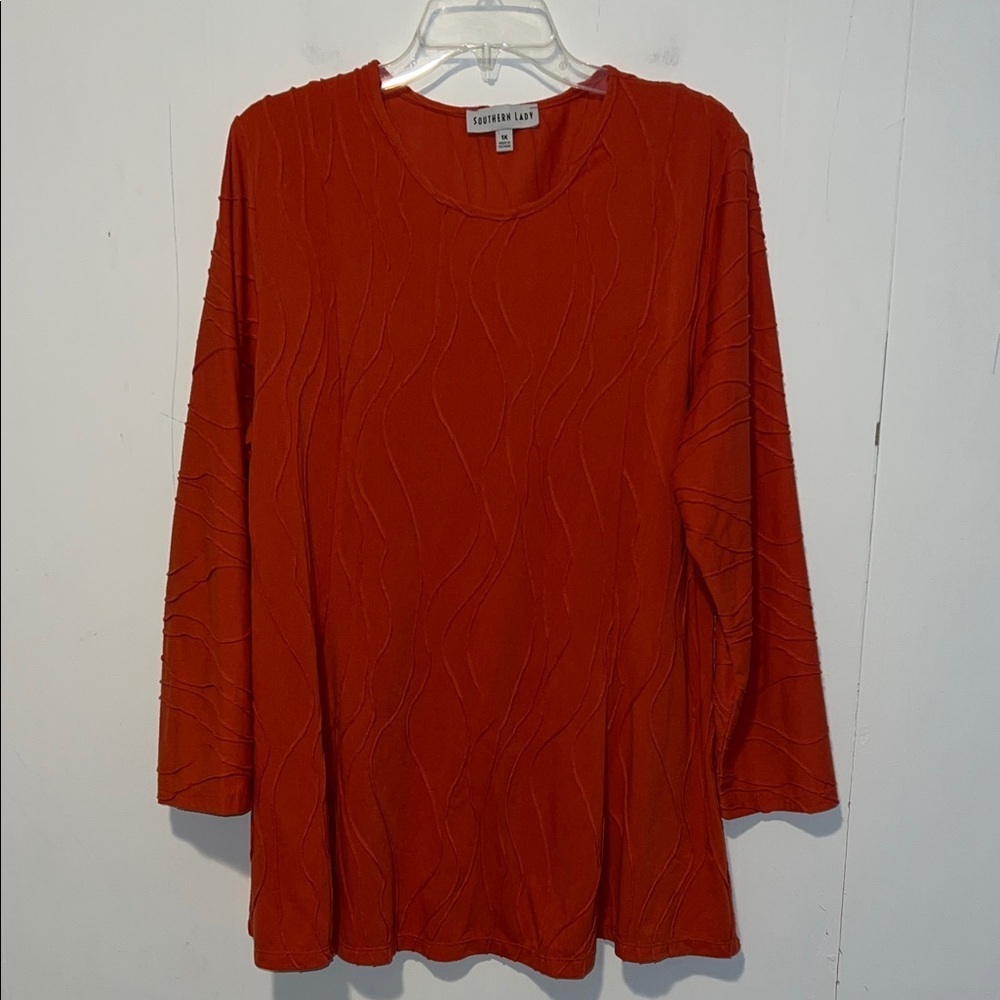 Southern Lady Vibrant Orange Long Sleeve Top Tunic 072626